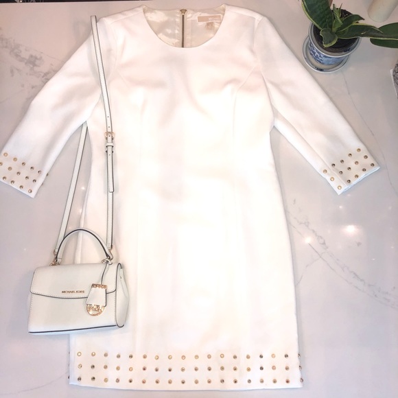 NWT Michael Kors gold studded cream dress - Picture 1 of 15